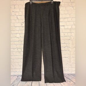 Eileen Fisher Dark Gray Wide Leg Elastic Waist Travel Lagenlook Knit Pants 1X
